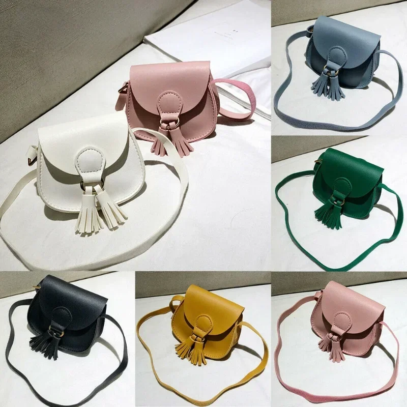 

Summer Children's Bag Clothing Women's Girl Fashion Small Shoulder Bag Leather Waist Bag Solid Tassel Handbag Women's Gift