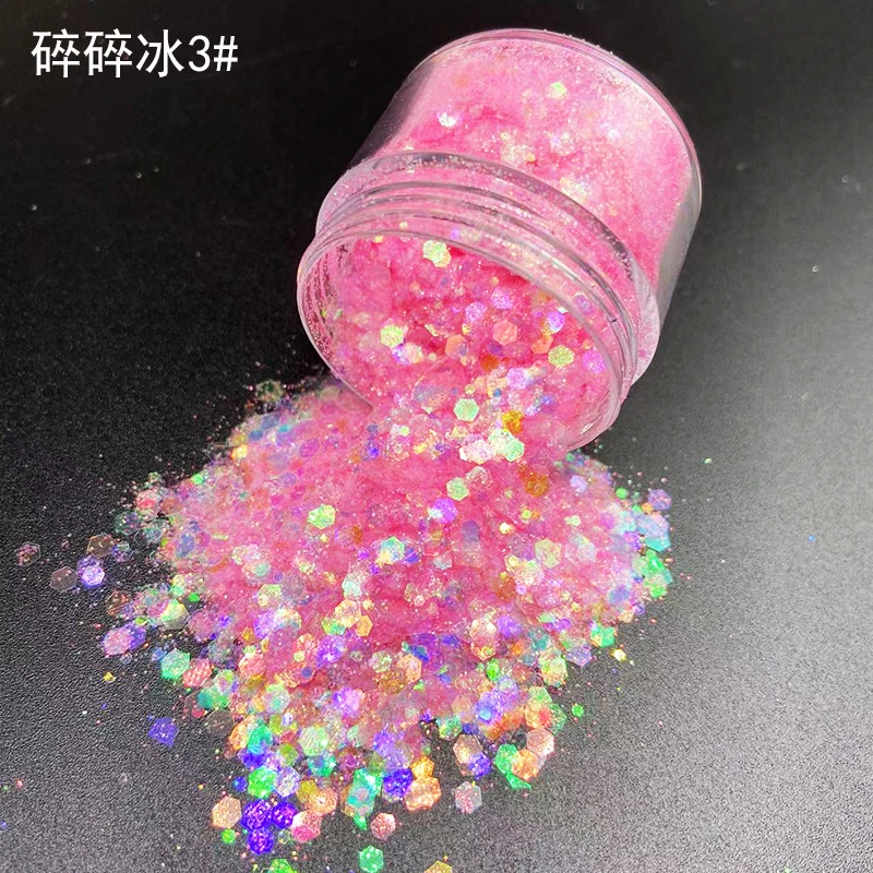 5g/bag Holographic Glitter Sequins Chunky Mixed Sequins Nails Powder Laser Hexagon Sparkly Bulk Manicure Holo Glitter Chrome