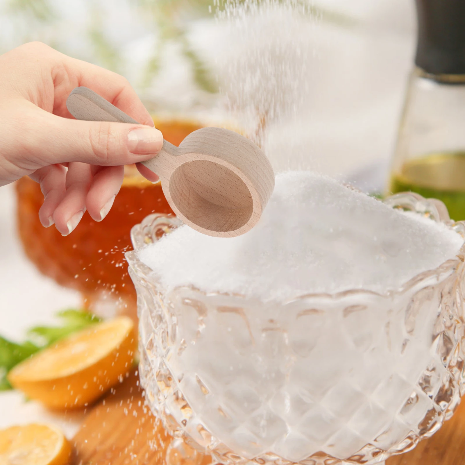 

Bath Salt Short Round Japanese Wooden Scoop Beech Wood Coffee Grounds Spice Kitchen Bathroom Seasoning Mini Spoon