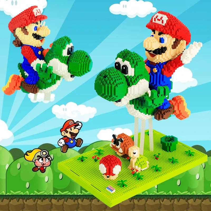 

Super Mario Micro Building Blocks Mario Bros Flying Yoshi DIY Assembly Figures Diamond Mini Bricks Toys for Children Gift