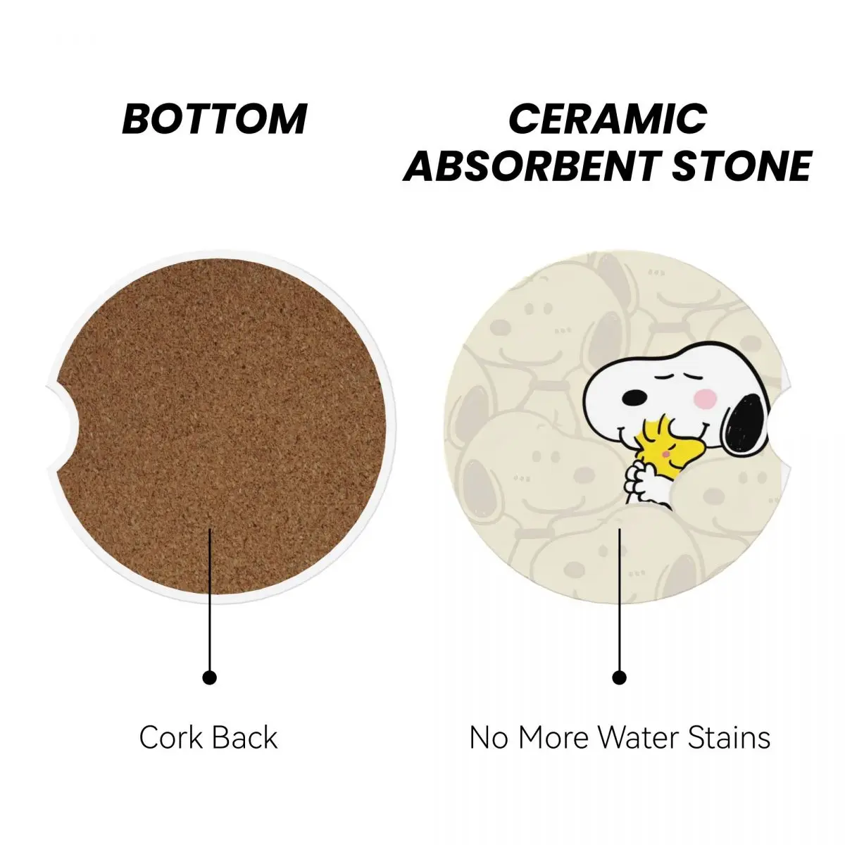 سنوبيس كارتون الفول السوداني الهزلي كأس السيارة كوستر 2 قطعة حامل الكأس العالمي المدمج في الحلي كوستر
