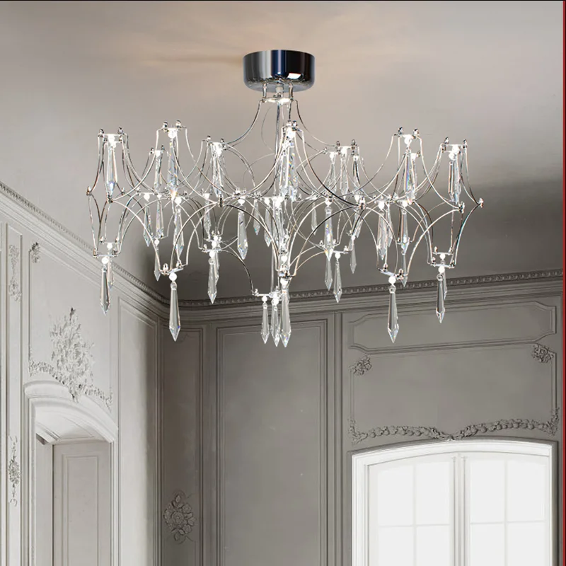 Lustre en Clip Chromé au Design Moderne, Luminaire Décoratif de Luxe, Idéal pour un Salon, une Chambre à Coucher ou une Salle à Manger