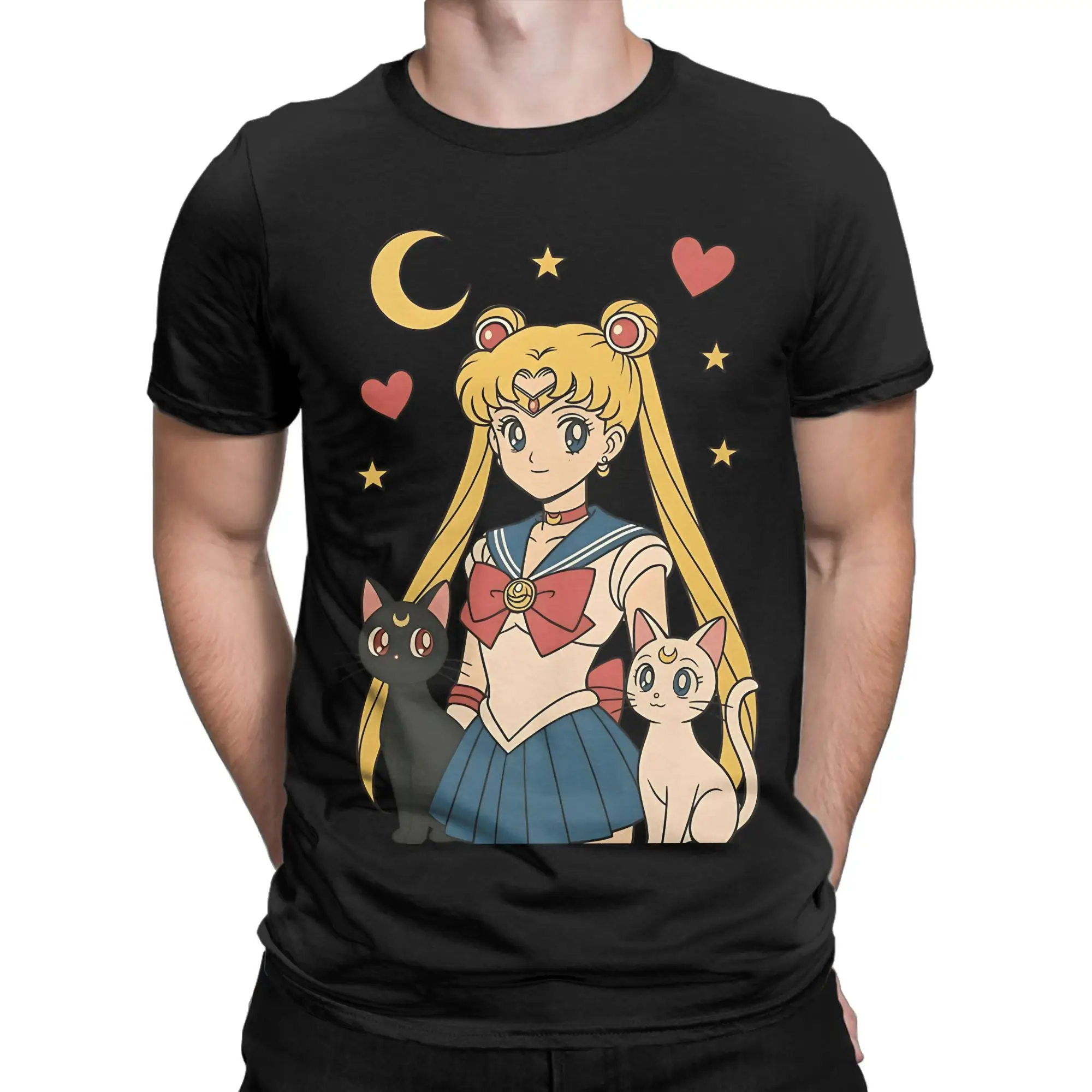 Usagi Tsukino white poster Novelty 100% Cotton T-Shirt Tsukino Usagi Tees Tops For Men
