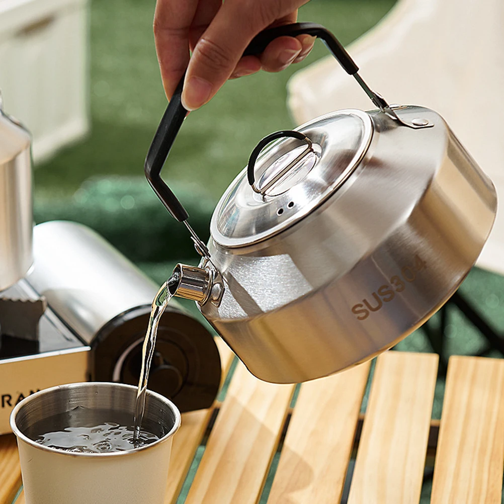 

Outdoor Cooking Kettle Stainless Steel Portable Tea Kettle Multi-functional Water Pot Ergonomic Handle Camping Equipment
