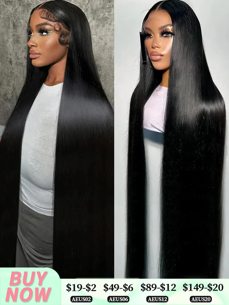 36 38Inch 13x4 Straight Lace Front Wig 13x6 Lace Frontal Human Hair Wigs For Black Women Pre Plucked Brazilian Hair Wigs Bling