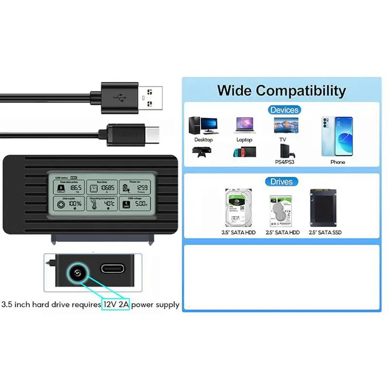 Kit de récupération de disque dur externe, lecteur de disque dur, outil de récupération, adaptateur USB pour tablettes Lapmedicats Deskmedication