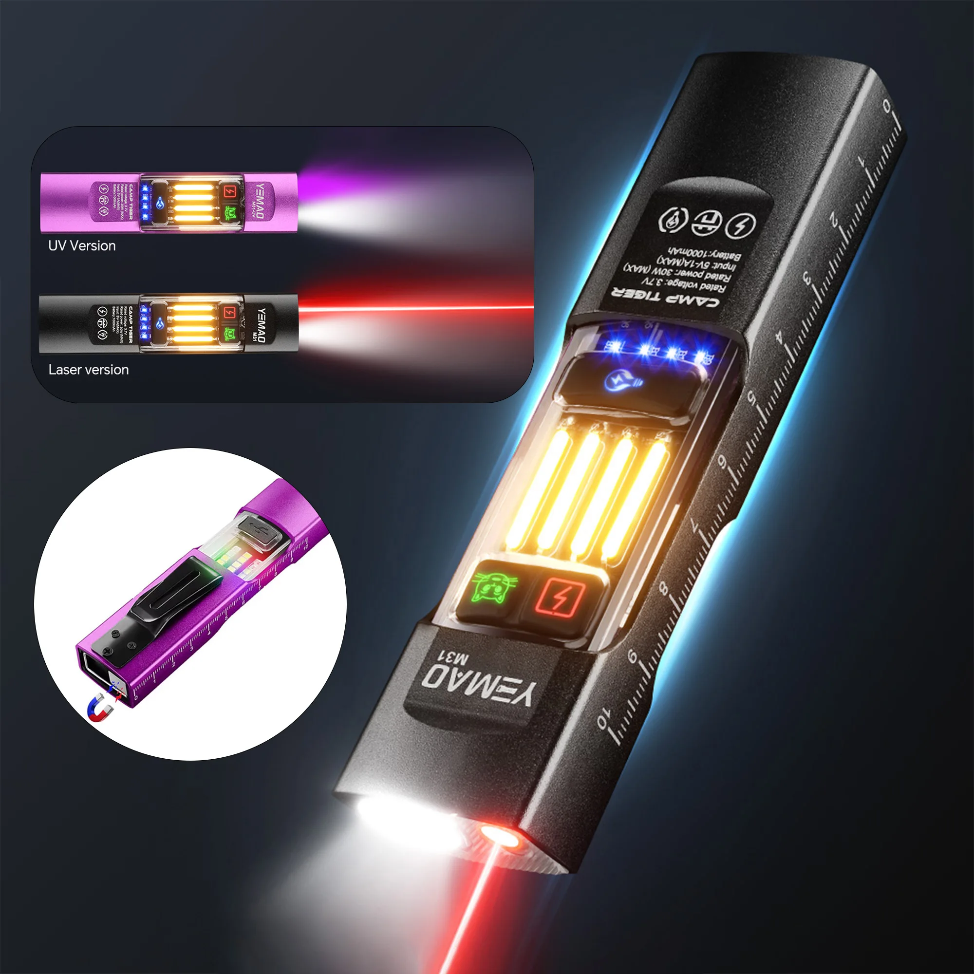 

Фонарик EDC 680LM, 8 режимов, фонарики, светодиодный фонарь, велосипедный фонарь с магнитным зажимом/крючком, USB C, зарядка для кемпинга, экстренной помощи