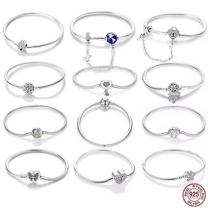 Gelang Perak 925 Asli 17-20 Cm Bulan Bintang Matahari Empat Daun Semanggi Hijau Zircon Gelang Cocok DIY Pesona Ulang Tahun Perhiasan Hadiah 10 kristal bintang penjualan terbaik - №