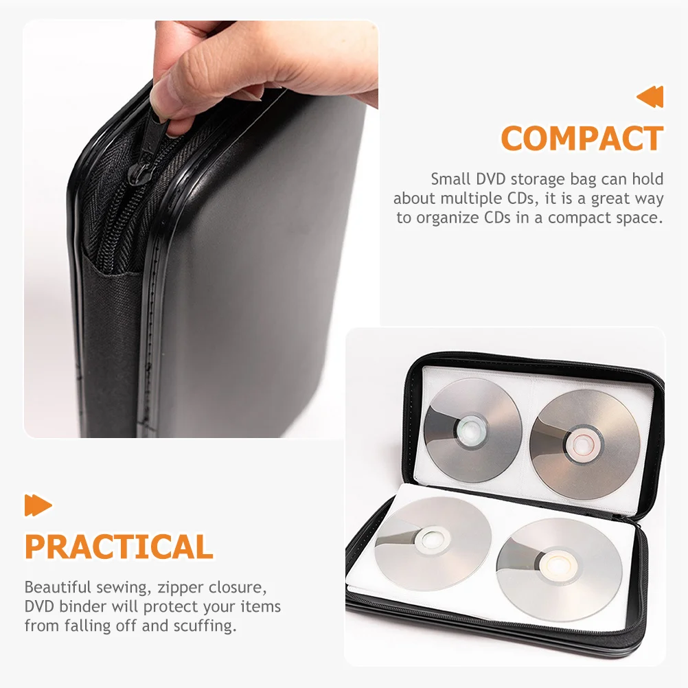 

Cd Storage Bag Hard Case Cloth Material Zipper Closure Portable Dvd Holder For Car Travel Organizer