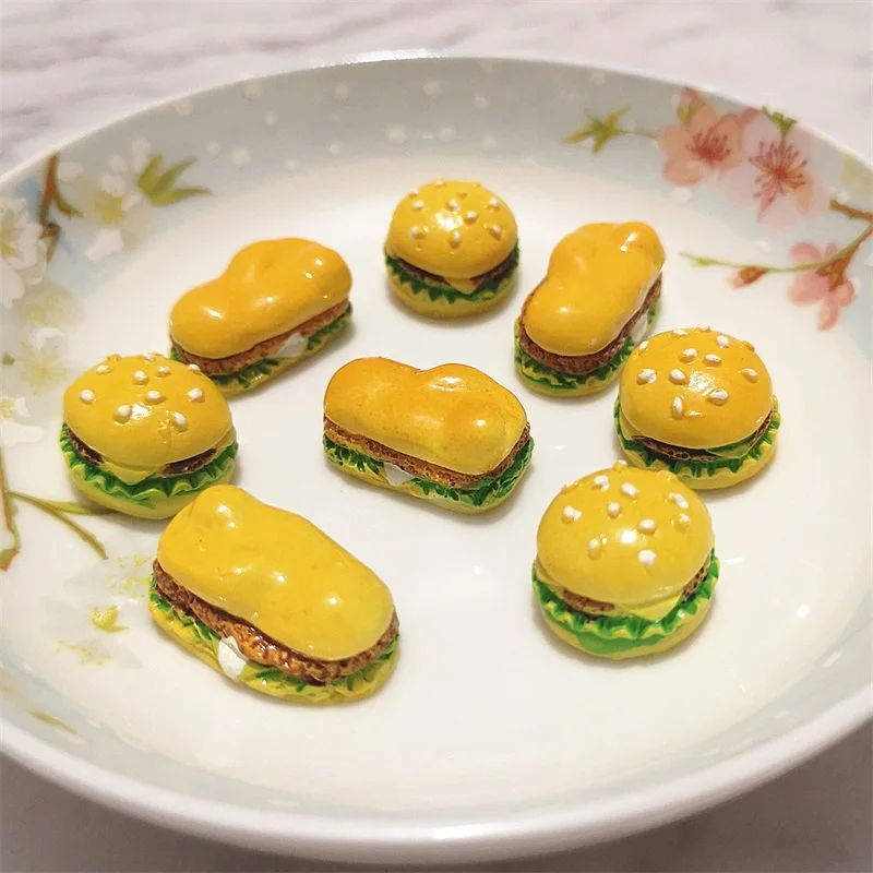 10pcs Mini Simulation Food Hamburger for Doll Kids Kitchen Toys DIY Decoration Miniatures Children Toys Doll Accessories