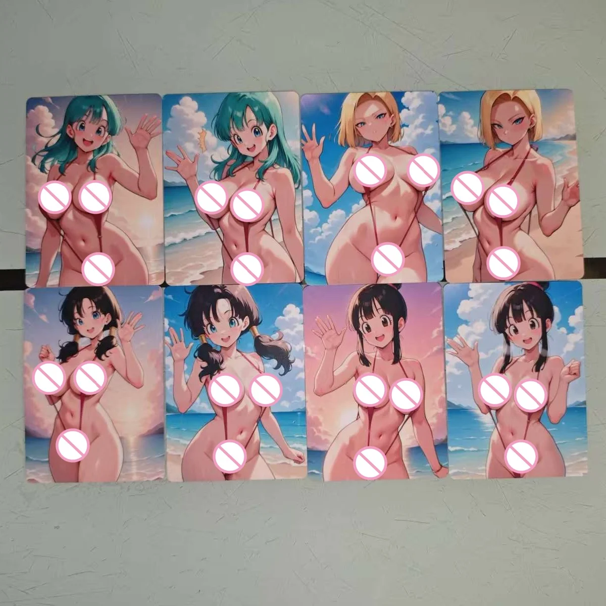 8 Uds juego de animación tarjetas sexis Chichi sin mosaico ACG Android 18 tarjeta desnuda de doble cara juguetes coleccionables para adultos 18+