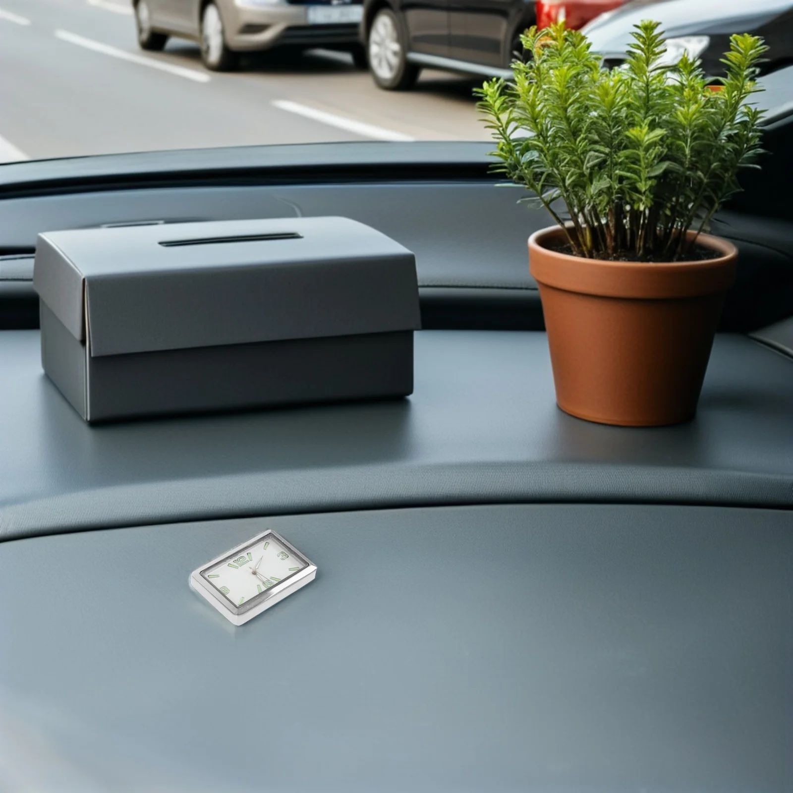 

2 pcs Mini Car For Dashboard Stick On Vehicle Luminous Analog Clock Small Electronic Dash Clock For Cars Trucks Suvs Auto