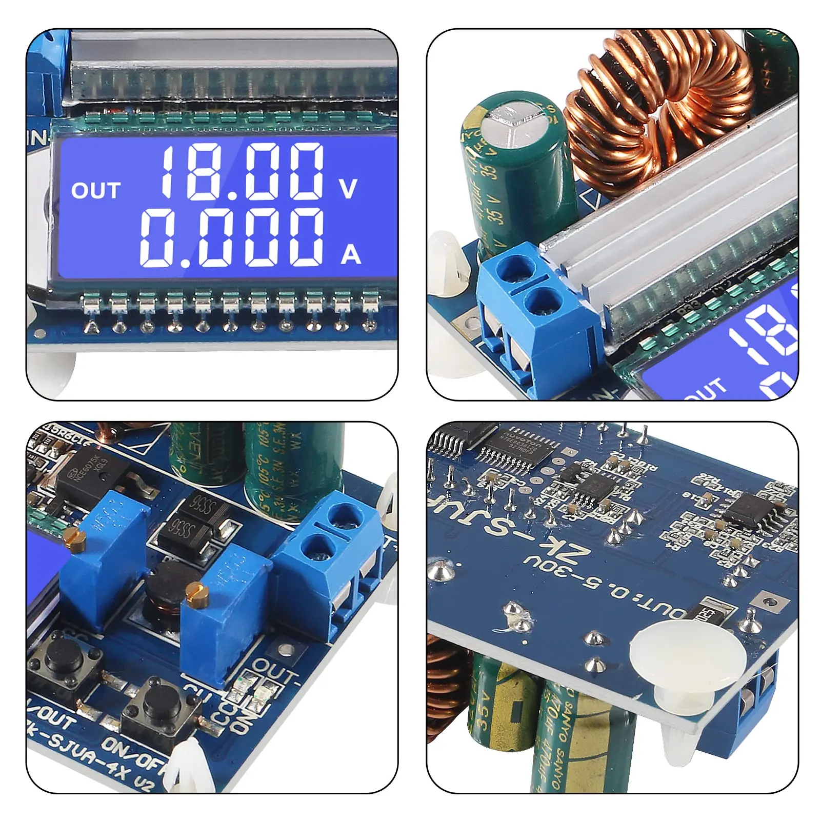 35W DC 5.5-30V to 0.5-30V Digital LCD Display Automatic Step up down Buck Boost Converter Power Supply Module Adjustable Board