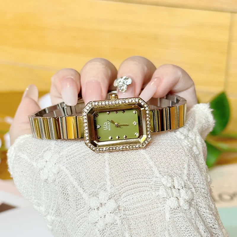 Women Wrist Watches For Ladies Square Watches 2024 Top Brand Luxury High Quality Stainless Steel Rhinestone Watches Female Clock