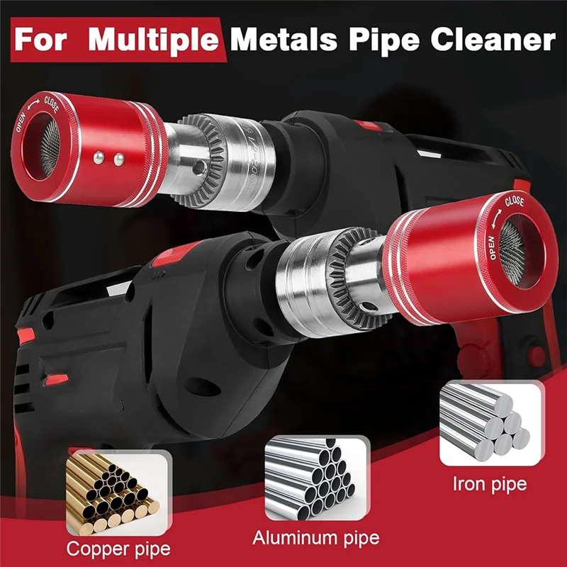 A76X-Kit completo di pulizia per tubi in rame metallico da 3 pezzi per trapano: 1/2", 3/4", 1" – Include 3 spazzole per dimensioni