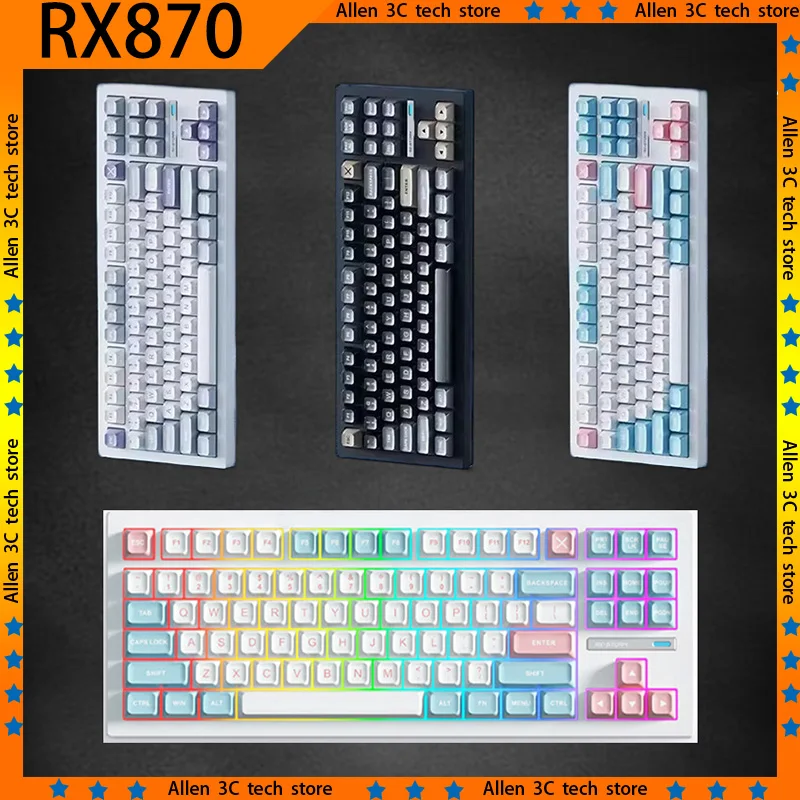 Rxstorm RX870 Mechanical Keyboard Bluetooth 2.4G Tri-mode Wireless Hot Swap TTC Gasket RGB USB Laptop Gamer PC Gaming Keyboard