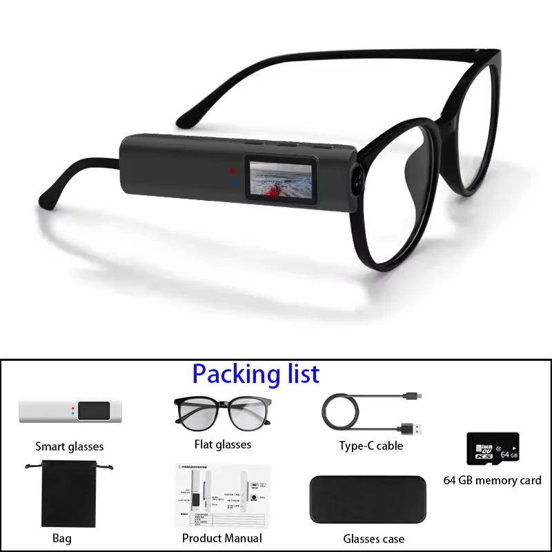 

2,7K HD-очки, камера, Wi-Fi, видеосъемка, микрокамера, 0,96-дюймовый IPS-экран, очки, камера, запись звука для вождения, пешего туризма