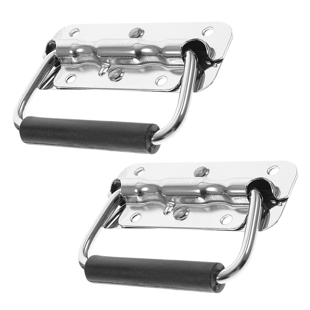 

2pcs Spring Handle Door Extension Iron Foldable Closet Handles Hardware Black Aluminum Alloy Storage Saving Comfort