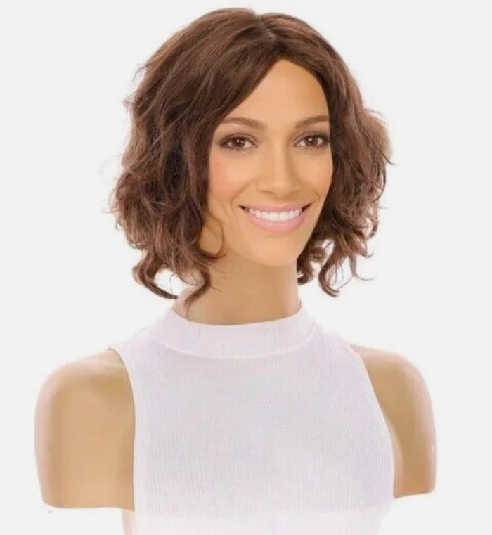 Brown Color Short Body Wave Full Lace Wigs Human Hair Glueless Bob Wig 130% Full