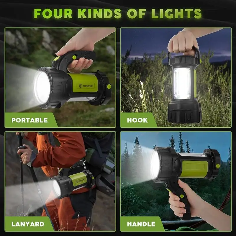 Potente lanterna da campeggio ricaricabile lampada a LED faretto portatile impermeabile luce da campeggio torce da pesca all\'aperto di emergenza