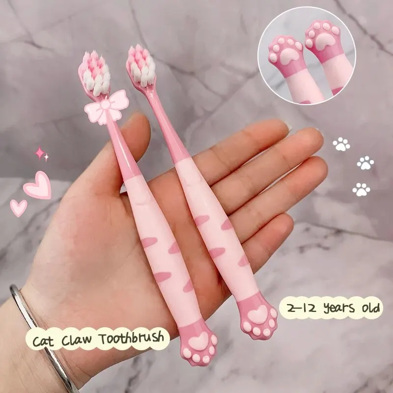 Cartoon Cute Cat Claw Shaped CHILDREN\'S Soft Bristled Toothbrush Suitable for Cleaning the Oral Cavity for Ages 2-12