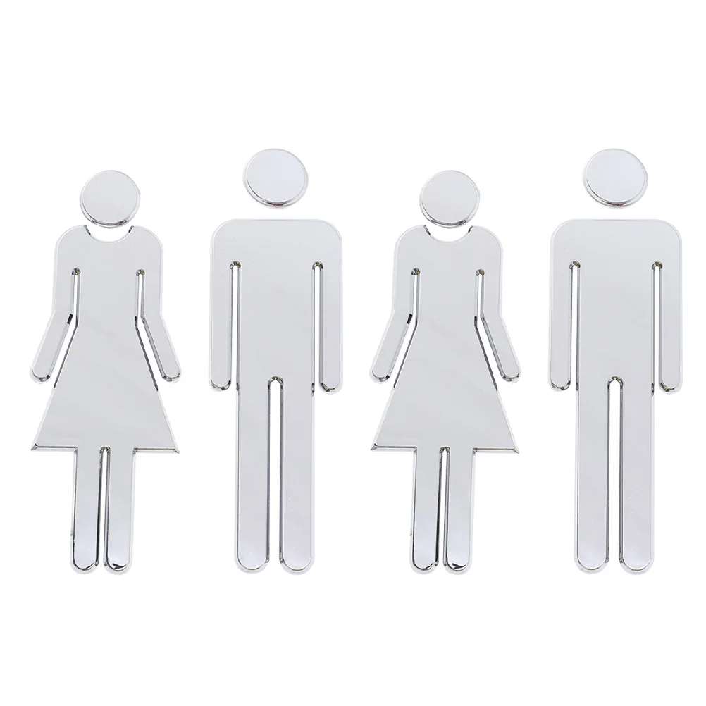 4 Pcs Shape Toilet Signboard Self-adhesive Restroom Plate Identification Signs Vinyl
