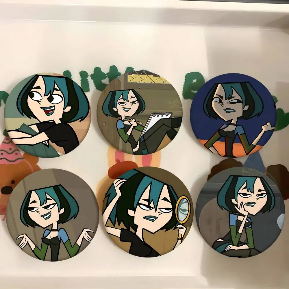 1pc Gwen Total Drama Island Cartoon Style Badge Brooches On Backpack Decoration Round Enamel Pins For Accessorys