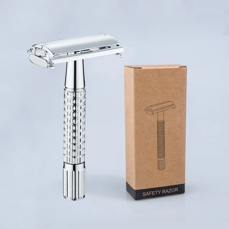 

Classic Stainless Steel Manual Shaver, Men's Butterfly Blade Storage Box, Mirror, Old-fashioned Shaver Barber Shop Razor