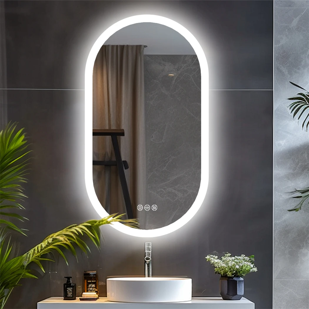 Oval LED Bathroom Mirror Smart Mirrors Dimmable 3 Colors Anti-Fog Light Memory IP65 CRI95 Large Wall Mounted Mirror 32 x 20 in