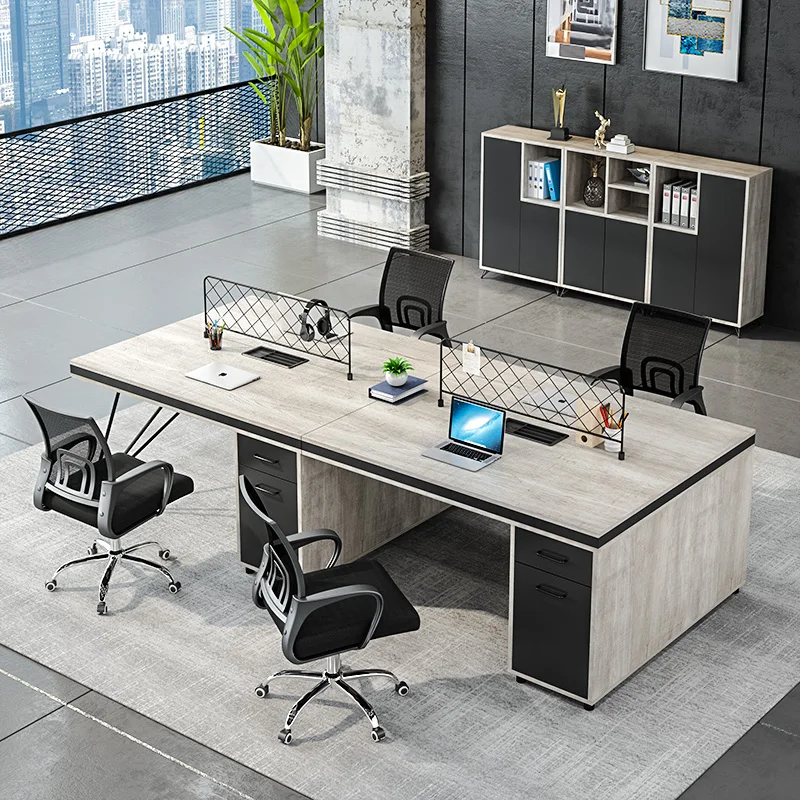 One Side Drawer  High End Modern 6/4/2 Coworking Desk Customizable Computer Table Executive Screen workstation Office Furniture