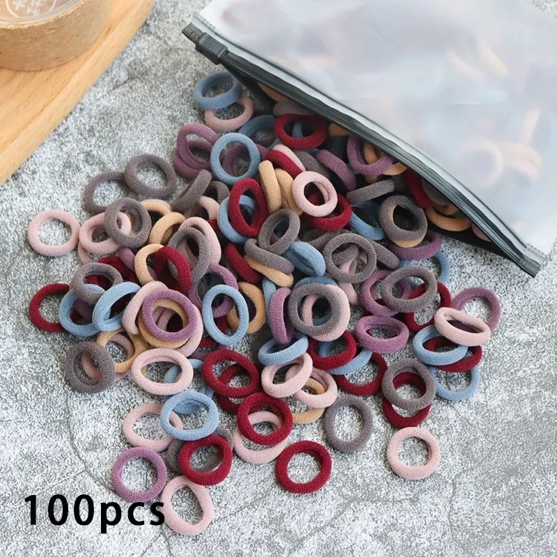 100pcs Girl Hair Bands Small Circle High Elastic Headband Hair Accessories Kids Ponytail Fixed Fashion Headband Headwear