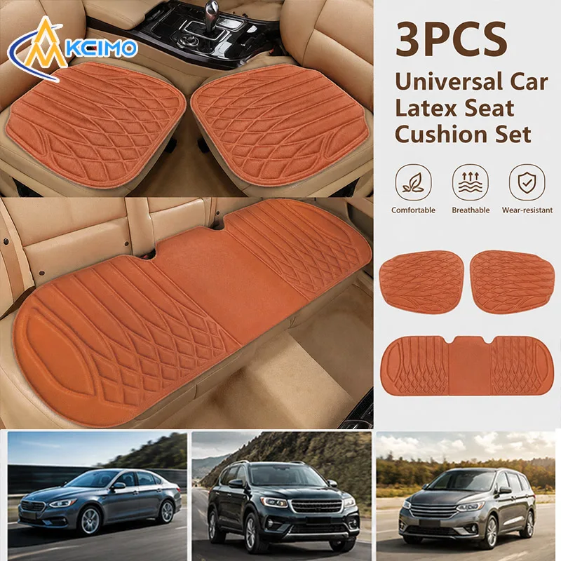 Universal 3 Pieces Car Latex Seat Pad Set Soft Wear Resistant Four Season Car Seat Mats