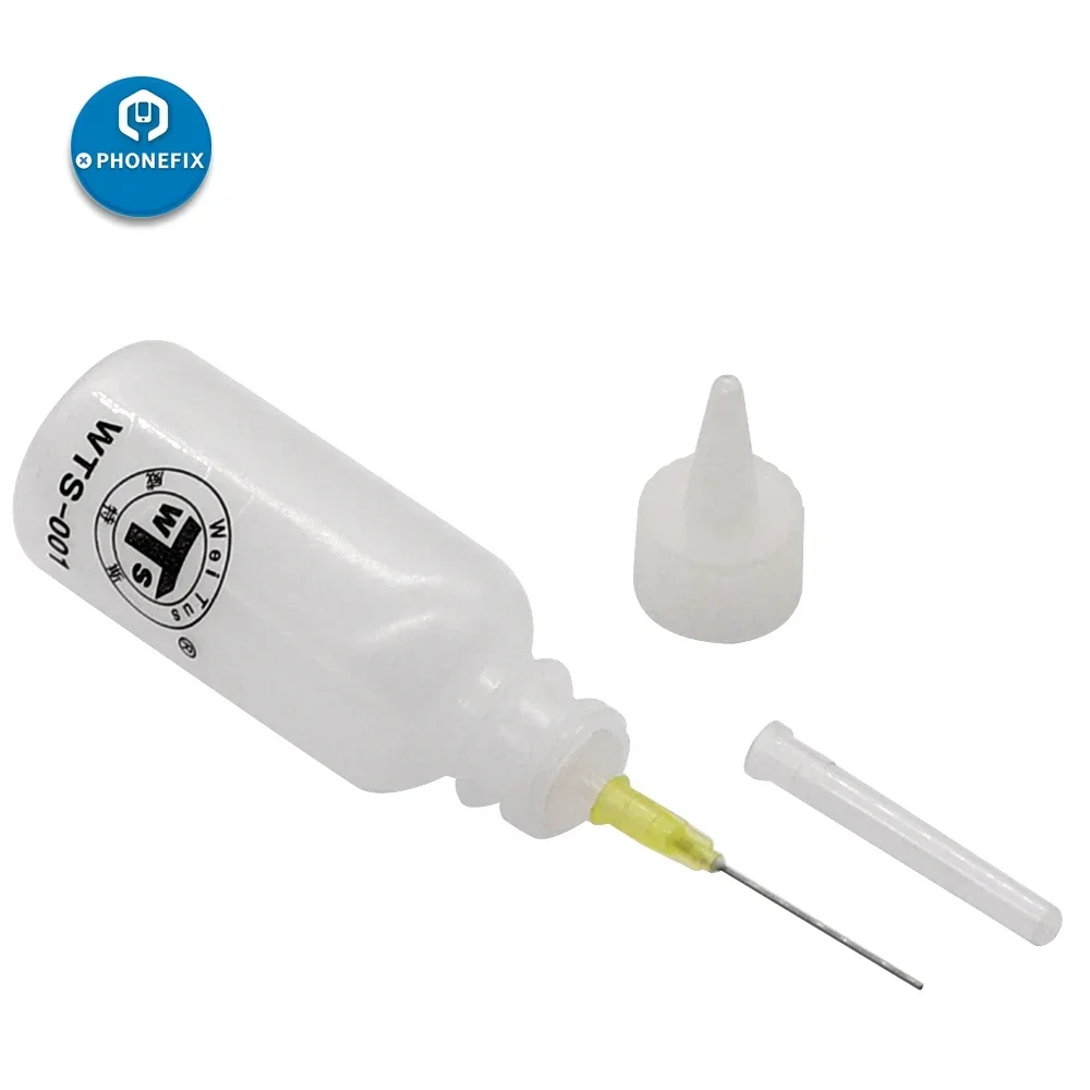 50ML WTS-001 Plastic Liquid Alcohol With Needle For Dispenser Rosin Solder Flux Paste For Phone PCB Welding Repair