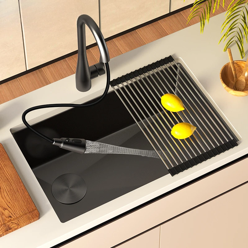 New Trend 304 Gunmetal Sink Kitchen Stainless Steel One Bowl Under Counter  Farmhouse Kitchen Sinks