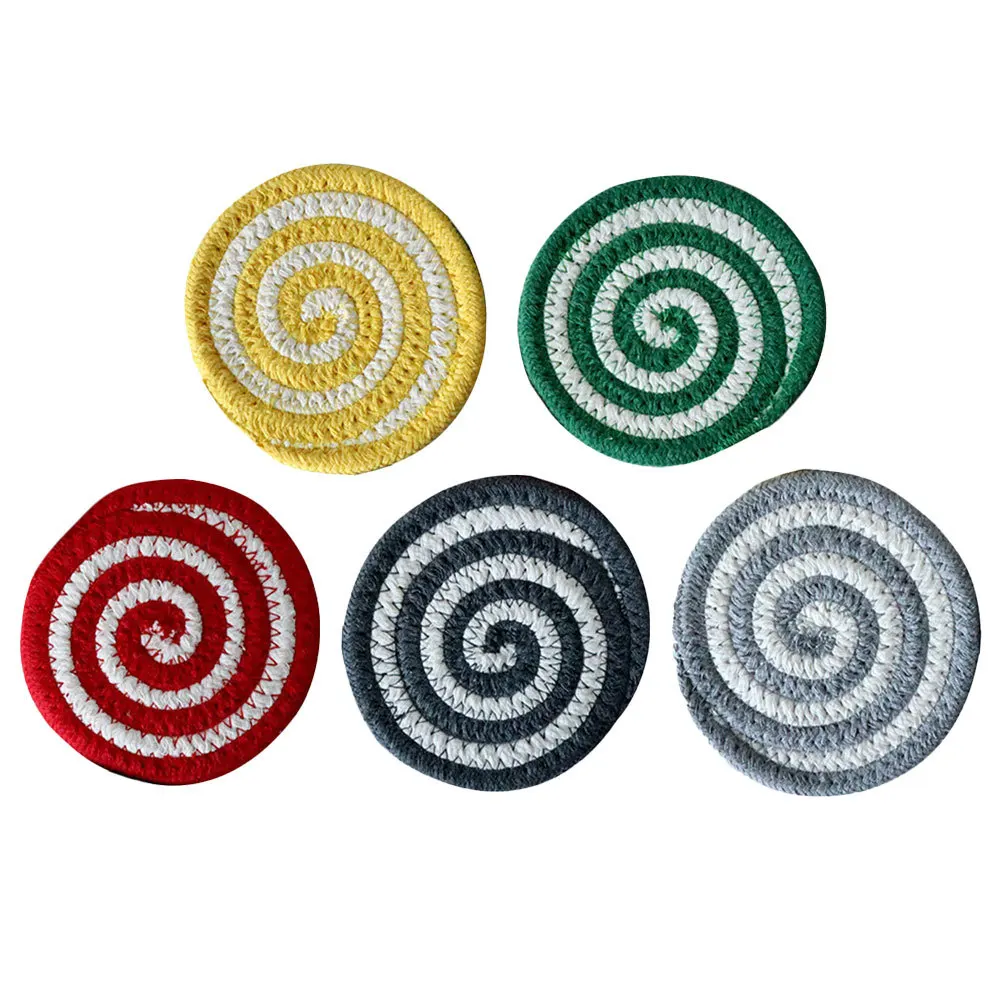 

5Pcs Handwoven Placemat Set Decorative Round Coaster Mat for Dish Bowl Cutlery Heat Protection Table Accessory