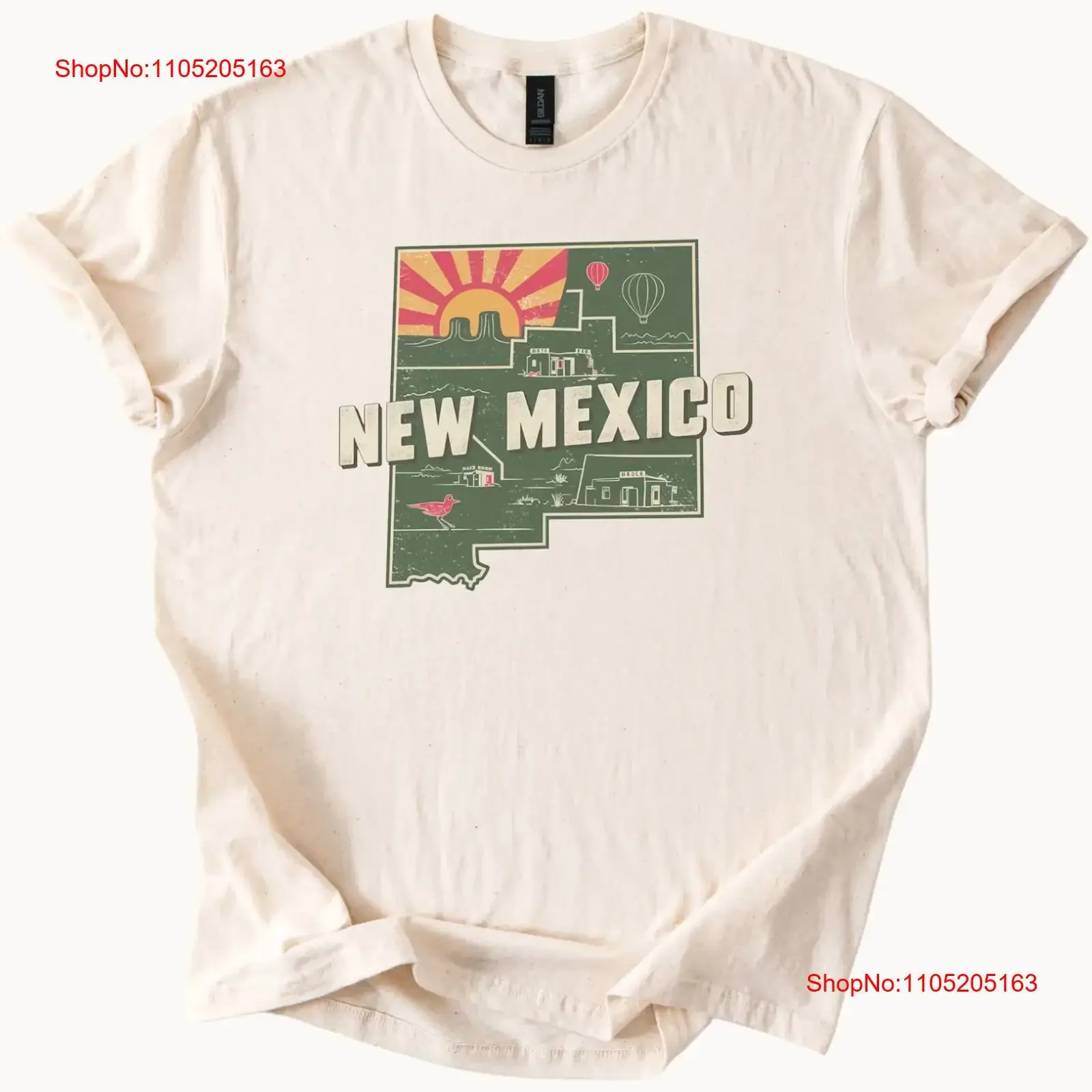 New Mexico T Shirt Desert Sun Pueblo Balloon Roadrunner Southwest vintage Washed Breathable Comfortable Stylish Unisex Casual