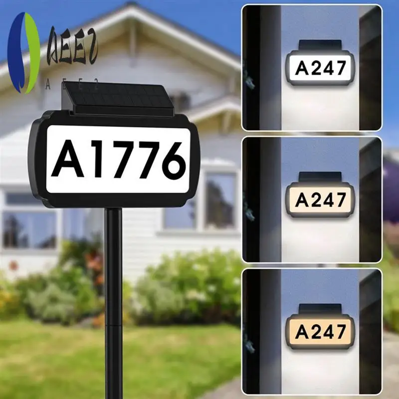 

AEE2-солнечный светильник с номером дома, адрес дома, цифровая подсветка, заземляющая вилка, знак, свет дома для дома, сада, двери
