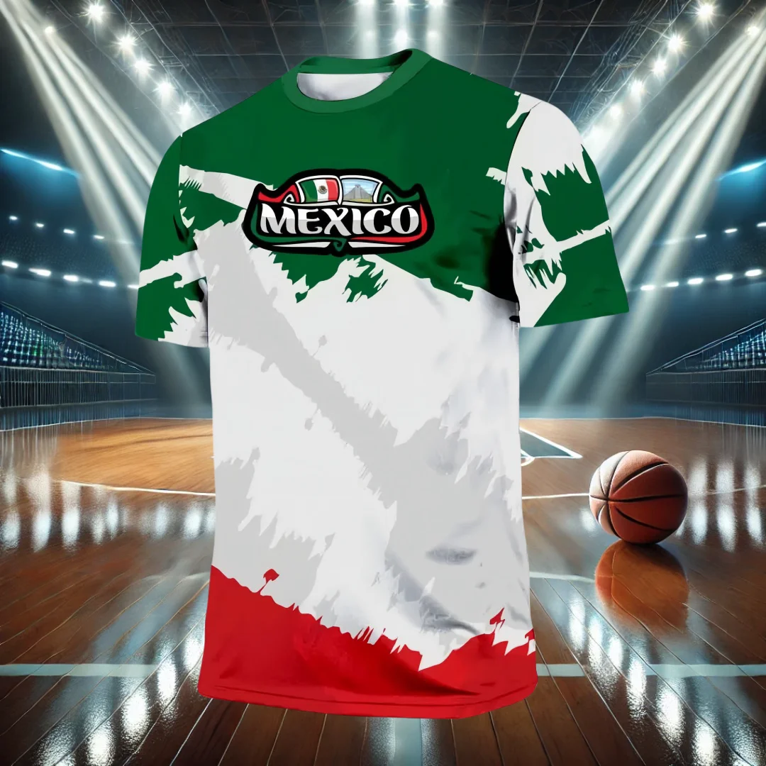 

25 New Mexico Jersey T-shirt Men's 3D Mexican Elements Printed Short Sleeve Top Outdoor Sports Training Suit Adult_Children
