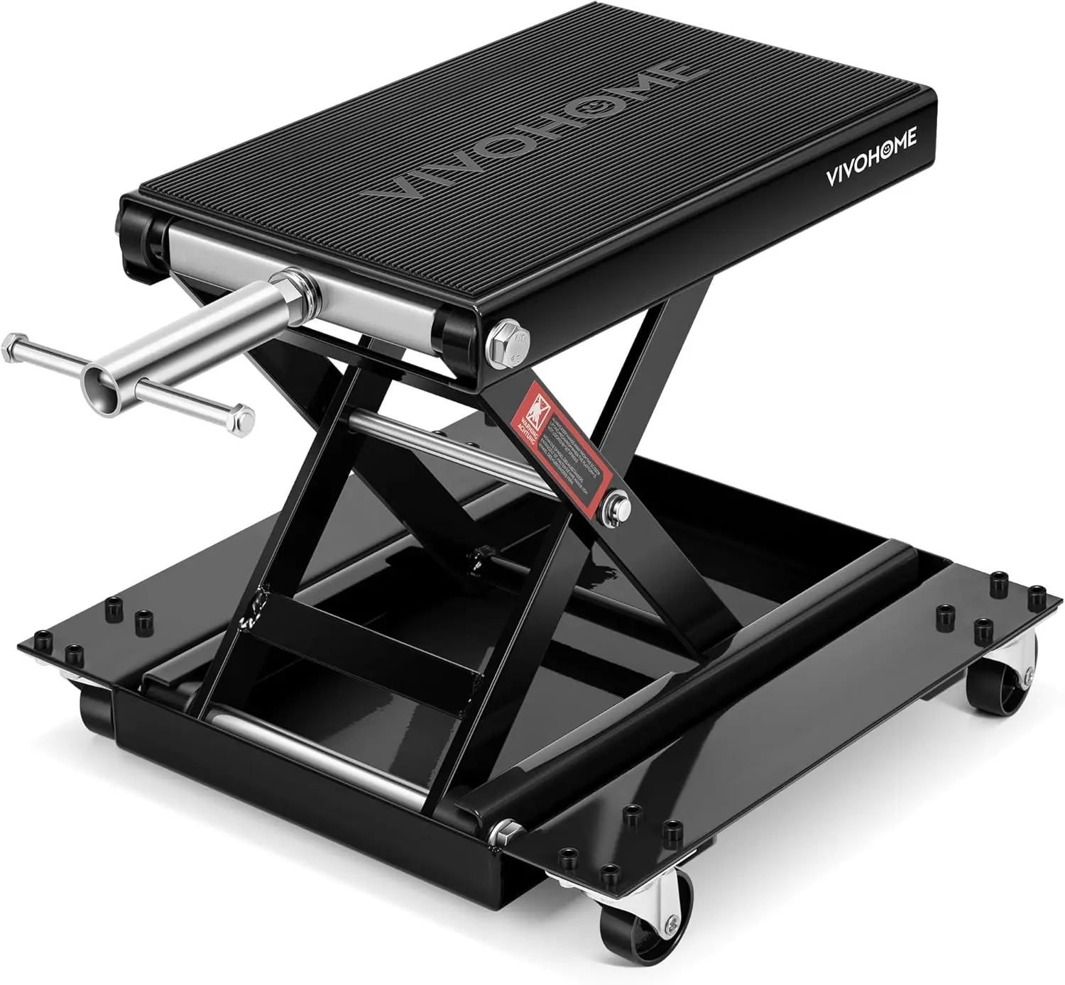 

1100 Lbs Motorcycle Lift Jack, Steel Wide Deck ATV Scissor Lift with Dolly Wheels & Hand Crank for Garage Repair