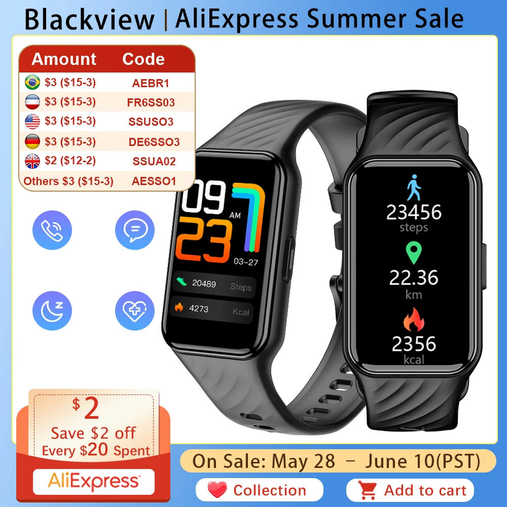 Blackview R10 Smart Watch TFT Screen Blood Oxygen Heart Rate Bluetooth Health Monitor Sport Wristwatch for IOS Android Men Women