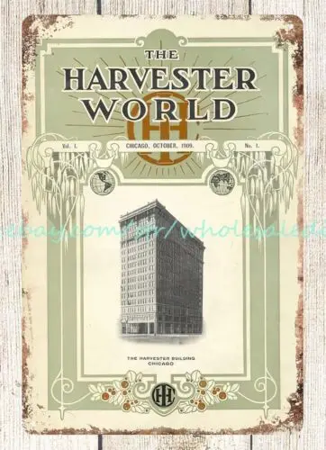 1909 Harvester World International IHC barnyard farm house metal tin sign