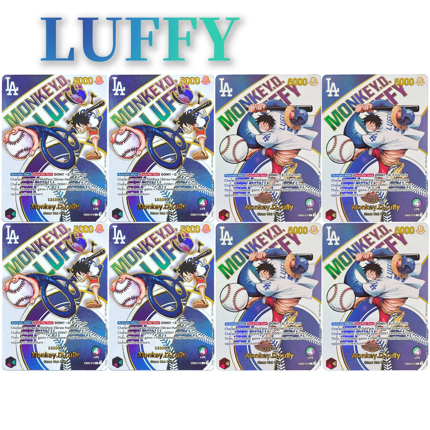 Selbstgemachte OPCG One Piece Englisch Baseball Luffy EB02-010 Leader Gold Game Collection Hochwertiges Kartenspielzeug