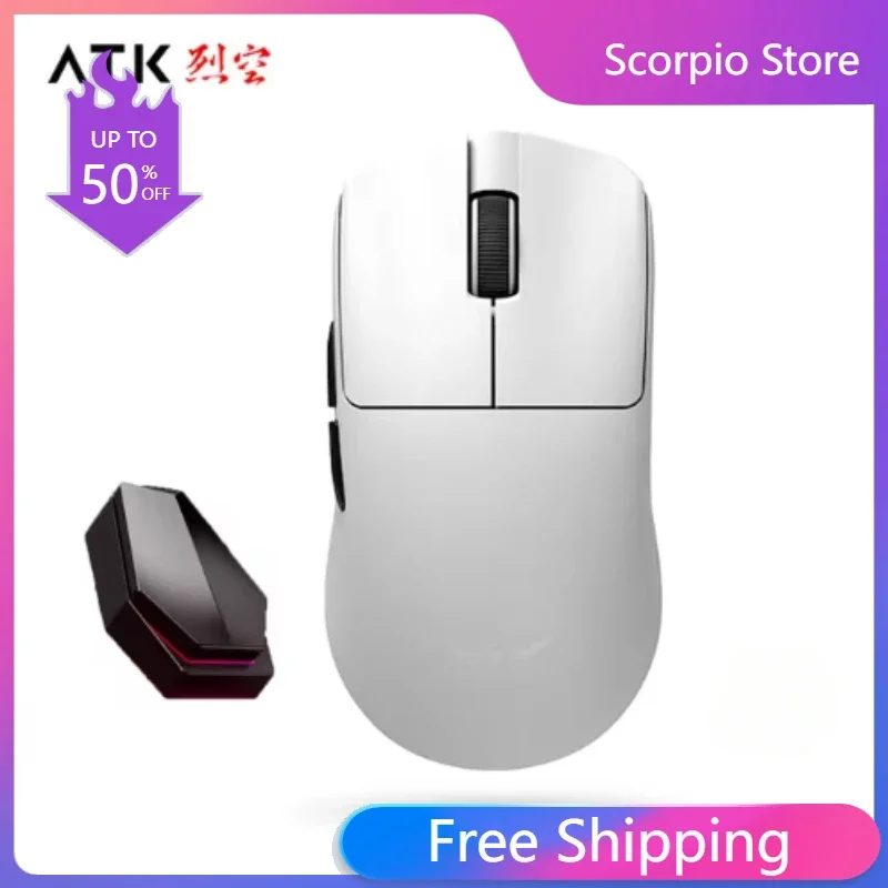 Atk Blazing Sky F1 Pro Mouse Wireless Dual Mode Paw3950 Lightweight 8k Gaming Customized Mouse for Keyboard Computer Desktop