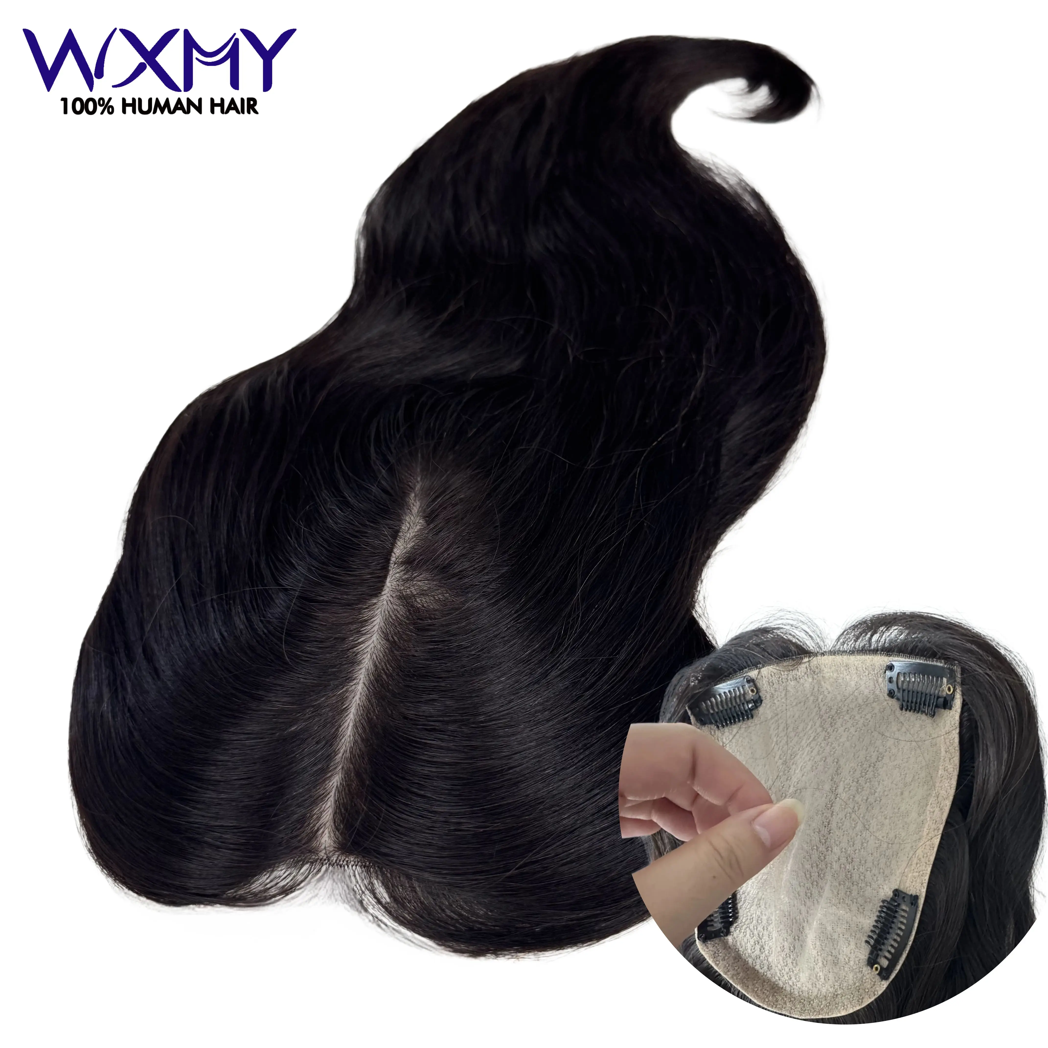 Topper Women Silk ＆Skin Base With Clips Straight Hair Toppers Natural Scalp Human Hair Topper For Women Breathable Hair Systems