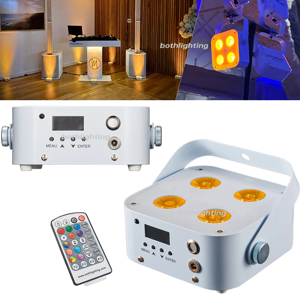 Bothlighting 8pcs with a case IR4 mini uplights 4X12W Spotlight 4 LED Hex Up-lights with Wireless DMX&IR Remote
