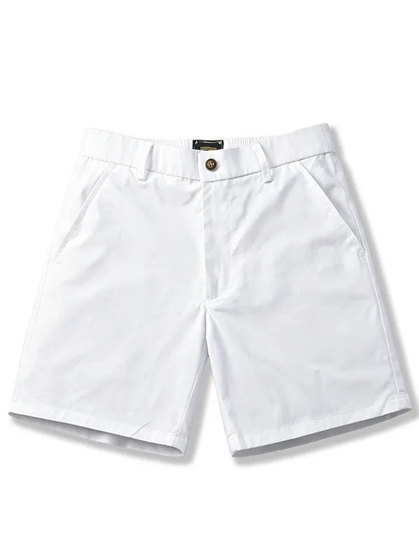 

American Style Versatile Thin Elastic Pure White Casual Men's Shorts Summer Trendy Brand High Elasticity Straight Leg Pants