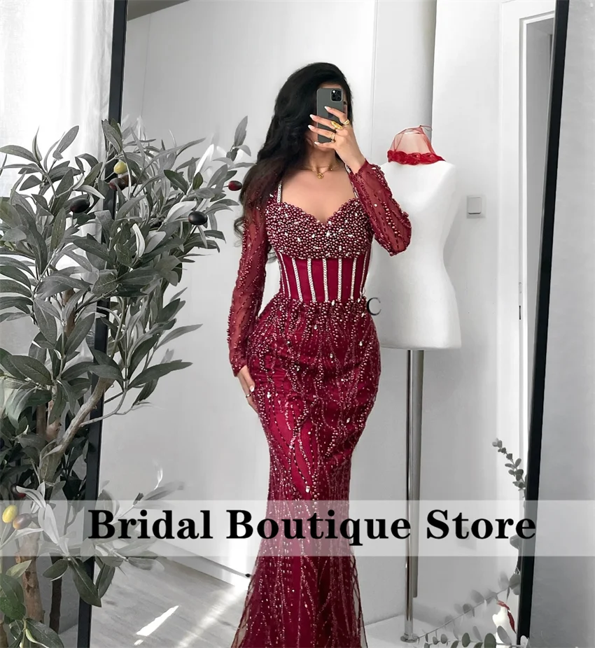 Shining Blue ดูไบชุดราตรี 2025 ประดับด้วยลูกปัดคริสตัลงานแต่งงานชุดสําหรับโอกาสพิเศษ Vestidos ที่กําหนดเอง