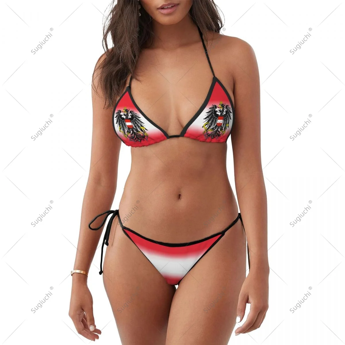 

Women Girls Bikini Austria Flag Swimsuit Sets Three Point Beachwear Swimming Bathing Beach Party Suits Sexy Mujer