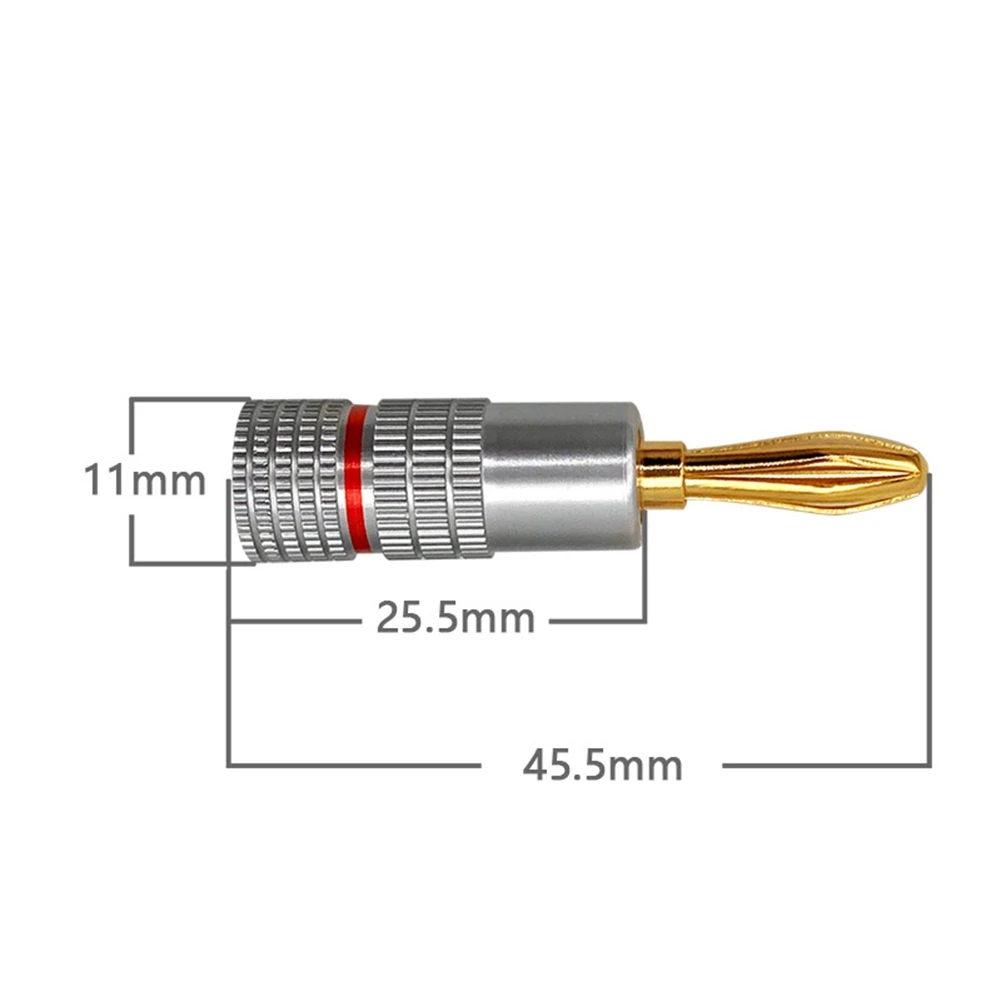 -[A51I Digital]1Set Banana Connector 24K Gold-Plated Banana Plug With Screw Lock For Audio Jack Speaker Plugs Black+Silver