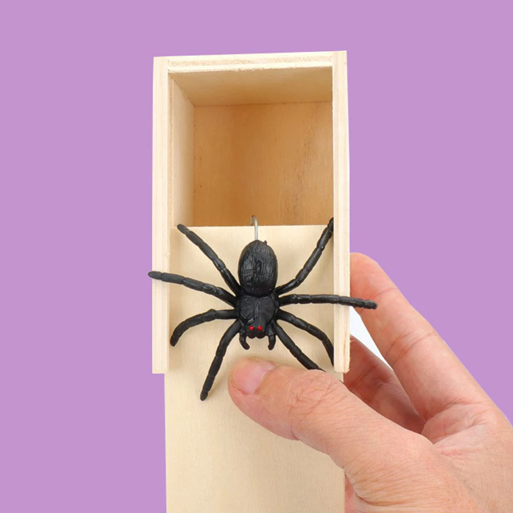 Handcrafted Wooden Spider Money Surprise in A Box Pranks Stuff Toys Funny Wooden Box Toy Practical Joke Toys for Adults & Kids